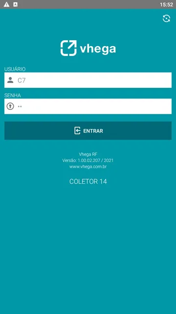 Tela de login do Vhega RF
